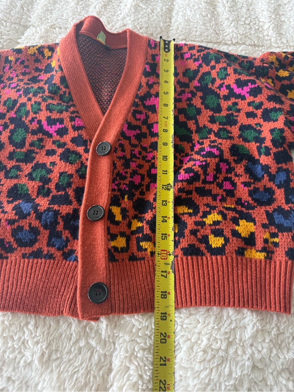FARM RIO Rust Multicolor Leopard Print Button Cardigan - Picture 10 of 15